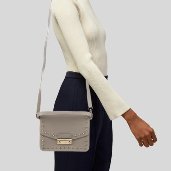 Furla Studded Saffiano Leather Crossbody Bag - grey - Picture 2 of 6